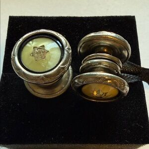 Elegant Silver and ivory Cufflinks